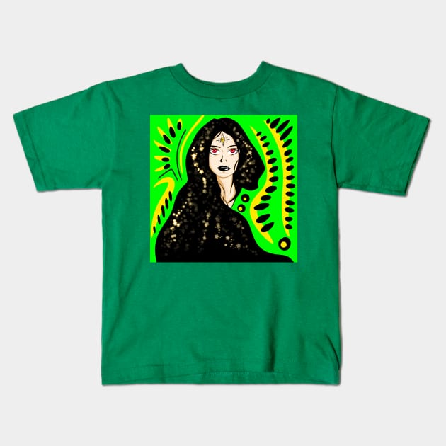 tarot clairvoyant woman in mayan stars ecopop Kids T-Shirt by jorge_lebeau